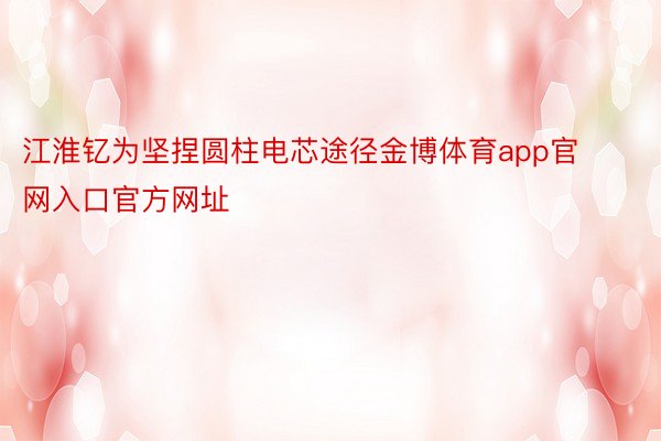 江淮钇为坚捏圆柱电芯途径金博体育app官网入口官方网址